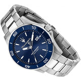 Buy Shop Maserati Competizione Quartz Blue Dial Silver Steel Strap Watch For Men - R8853100036 USA Online