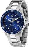 Buy Shop Maserati Competizione Quartz Blue Dial Silver Steel Strap Watch For Men - R8853100036 USA Online