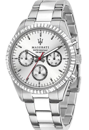 Buy Shop Maserati Competizione Silver Dial Silver Steel Strap Watch For Men - R8853100018 USA Online