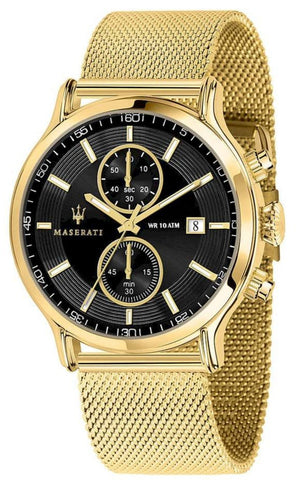 Buy Shop Maserati Epoca 42mm Black Dial Gold Mesh Bracelet Watch For Men - R8873618007 USA Online