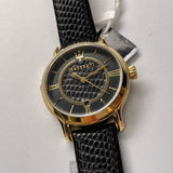 Buy Shop Maserati Epoca Black Dial Black Leather Strap Watch For Women - R8851118501 USA Online