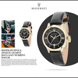 Buy Shop Maserati Epoca Black Dial Black Leather Strap Watch For Women - R8851118501 USA Online