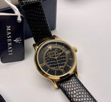 Buy Shop Maserati Epoca Black Dial Black Leather Strap Watch For Women - R8851118501 USA Online