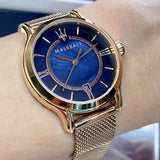 Buy Shop Maserati Epoca Blue Dial Rose Gold Mesh Strap Watch For Women - R8853118503 USA Online