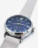 Buy Shop Maserati Epoca Blue Dial Silver Mesh Bracelet Watch For Men - R8853118006 USA Online