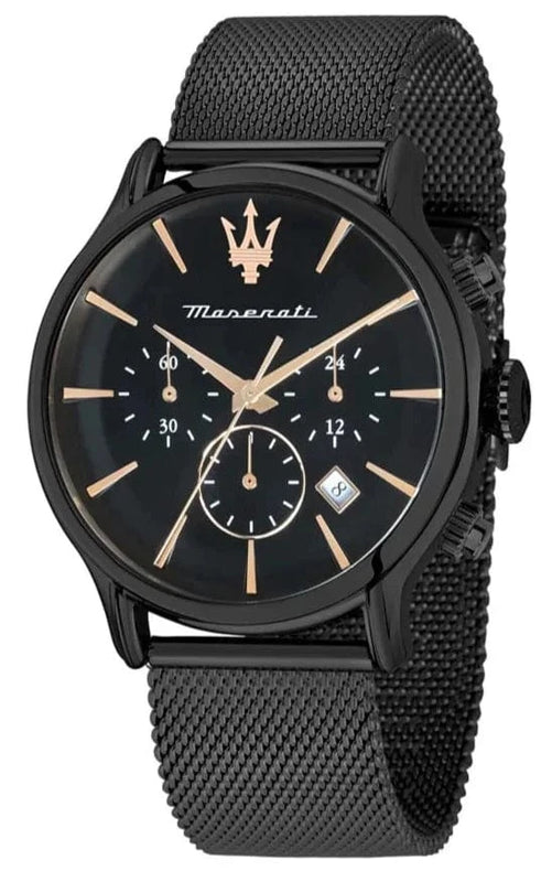 Buy Shop Maserati Epoca Chronograph Black Dial Black Mesh Strap Watch For Men - R8873618013 USA Online