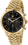 Buy Shop Maserati Epoca Chronograph Black Dial Gold Steel Strap Watch For Men - R8873618023 USA Online