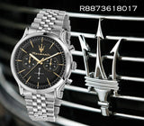 Buy Shop Maserati Epoca Chronograph Black Dial Silver Steel Strap Watch For Men - R8873618017 USA Online