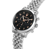 Buy Shop Maserati Epoca Chronograph Black Dial Silver Steel Strap Watch For Men - R8873618017 USA Online