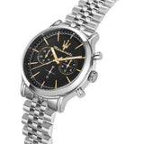 Buy Shop Maserati Epoca Chronograph Black Dial Silver Steel Strap Watch For Men - R8873618017 USA Online
