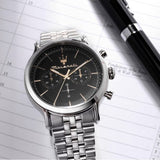 Buy Shop Maserati Epoca Chronograph Black Dial Silver Steel Strap Watch For Men - R8873618017 USA Online