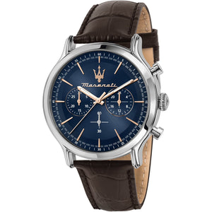 Buy Shop Maserati Epoca Chronograph Blue Dial Brown Leather Strap Watch For Men - R8871618014 USA Online