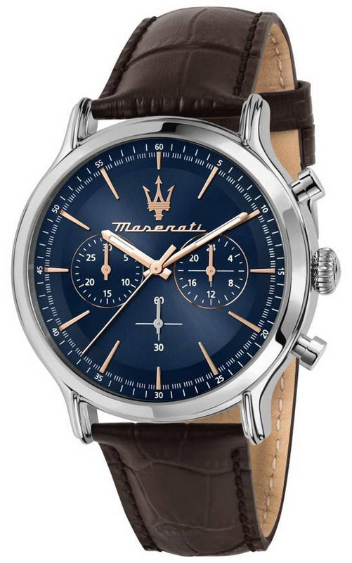 Buy Shop Maserati Epoca Chronograph Blue Dial Brown Leather Strap Watch For Men - R8871618014 USA Online