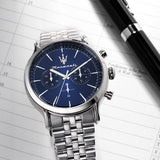 Buy Shop Maserati Epoca Chronograph Blue Dial Silver Steel Strap Watch For Men - R8873618024 USA Online