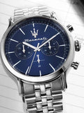 Buy Shop Maserati Epoca Chronograph Blue Dial Silver Steel Strap Watch For Men - R8873618024 USA Online