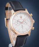 Buy Shop Maserati Epoca Chronograph White Dial Black Leather Strap Watch For Men - R8871618016 USA Online