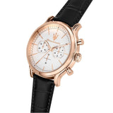 Buy Shop Maserati Epoca Chronograph White Dial Black Leather Strap Watch For Men - R8871618016 USA Online