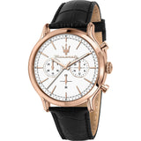 Buy Shop Maserati Epoca Chronograph White Dial Black Leather Strap Watch For Men - R8871618016 USA Online