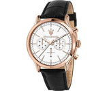 Buy Shop Maserati Epoca Chronograph White Dial Black Leather Strap Watch For Men - R8871618016 USA Online