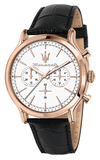 Buy Shop Maserati Epoca Chronograph White Dial Black Leather Strap Watch For Men - R8871618016 USA Online