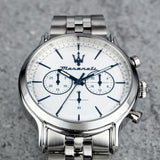 Buy Shop Maserati Epoca Chronograph White Dial Silver Steel Strap Watch for Men - R8873618034 USA Online
