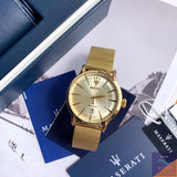 Buy Shop Maserati Epoca Golden Dial Golden Mesh Bracelet Watch For Men - R8853118003 USA Online
