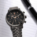 Buy Shop Maserati Epoca Limited Edition Chronograph Black Dial Black Steel Strap Watch For Men - R8873618019 USA Online