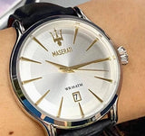 Buy Shop Maserati Epoca White Dial Black Leather Strap Watch For Men - R8851118002 USA Online