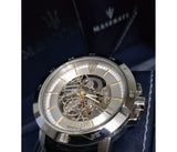 Buy Shop Maserati Ingegno Automatic Black Skeleton Dial Black Leather Strap Watch For Men - R8821119002 USA Online