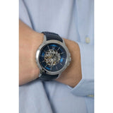 Buy Shop Maserati Ingegno Automatic Blue Skeleton Dial Black Leather Strap Watch For Men - R8821119004 USA Online