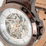 Buy Shop Maserati Ingegno Automatic White Skeleton Dial Brown Leather Strap Watch For Men - R8821119003 USA Online