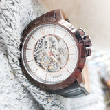 Buy Shop Maserati Ingegno Automatic White Skeleton Dial Brown Leather Strap Watch For Men - R8821119003 USA Online
