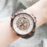 Buy Shop Maserati Ingegno Automatic White Skeleton Dial Brown Leather Strap Watch For Men - R8821119003 USA Online