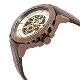 Buy Shop Maserati Ingegno Automatic White Skeleton Dial Brown Leather Strap Watch For Men - R8821119003 USA Online