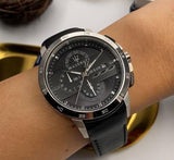 Buy Shop Maserati Ingegno Chronograph Black Dial Black Leather Strap Watch For Men - R8871619004 USA Online