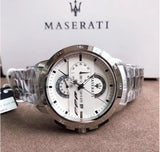 Buy Shop Maserati Ingegno Chronograph White Dial Silver Steel Strap Watch For Men - R8873619004 USA Online