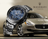Buy Shop Maserati Ingegno Tachymeter Blue Dial Black Steel Strap Watch For Men - R8873619001 USA Online