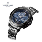 Buy Shop Maserati Ingegno Tachymeter Blue Dial Black Steel Strap Watch For Men - R8873619001 USA Online