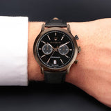 Buy Shop Maserati Legend Chronograph Black Dial Black Leather Strap Watch For Men - R8871638001 USA Online