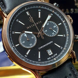 Buy Shop Maserati Legend Chronograph Black Dial Black Leather Strap Watch For Men - R8871638001 USA Online