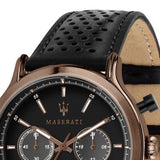 Buy Shop Maserati Legend Chronograph Black Dial Black Leather Strap Watch For Men - R8871638001 USA Online
