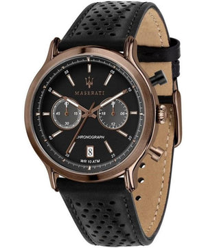 Buy Shop Maserati Legend Chronograph Black Dial Black Leather Strap Watch For Men - R8871638001 USA Online