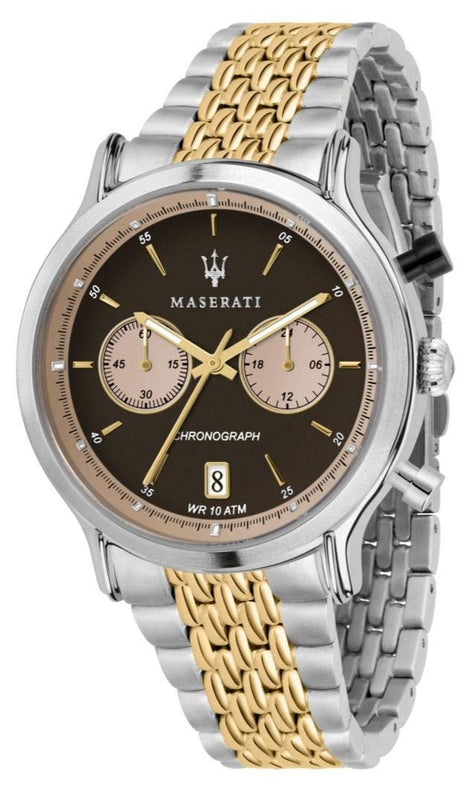 Buy Shop Maserati Legend Chronograph Brown Dial Two Tone Steel Strap Watch For Men - R8873638003 USA Online