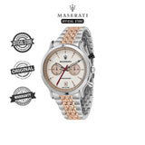 Buy Shop Maserati Legend Chronograph Ivory White Dial Two Tone Steel Strap Watch For Men - R8873638002 USA Online