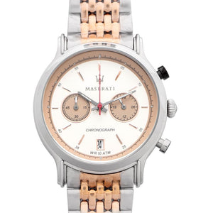 Buy Shop Maserati Legend Chronograph Ivory White Dial Two Tone Steel Strap Watch For Men - R8873638002 USA Online
