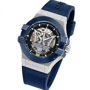 Buy Shop Maserati Potenza 42mm Blue Dial Automatic Silicone Strap Watch For Men - R8821108028 USA Online