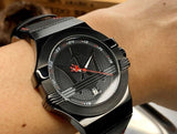 Buy Shop Maserati Potenza 3H STR Black Dial 42mm Leather Strap Watch For Men - R8851108010 USA Online