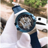 Buy Shop Maserati Potenza 42mm Blue Dial Automatic Silicone Strap Watch For Men - R8821108028 USA Online