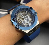Buy Shop Maserati Potenza 42mm Blue Dial Automatic Silicone Strap Watch For Men - R8821108028 USA Online
