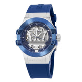 Buy Shop Maserati Potenza 42mm Blue Dial Automatic Silicone Strap Watch For Men - R8821108028 USA Online